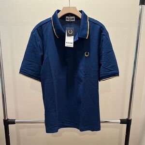 Miles Kane-Fred Perry Navy Polo with Gold Accents